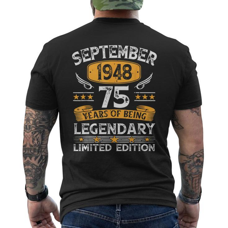 Vintage September 1948 75 Years Old 75Th Birthday Men's T-shirt Back Print