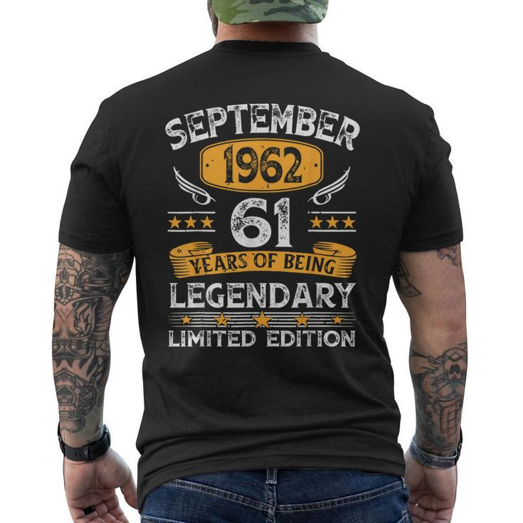 Vintage September 1962 61 Years Old 61St Birthday Men's T-shirt Back Print