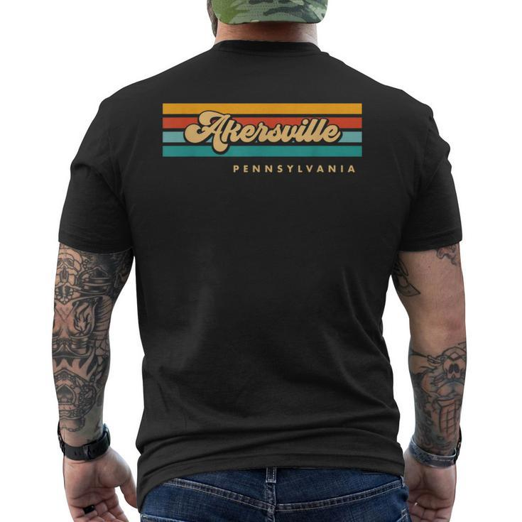 Vintage Sunset Stripes Akersville Pennsylvania Men's T-shirt Back Print