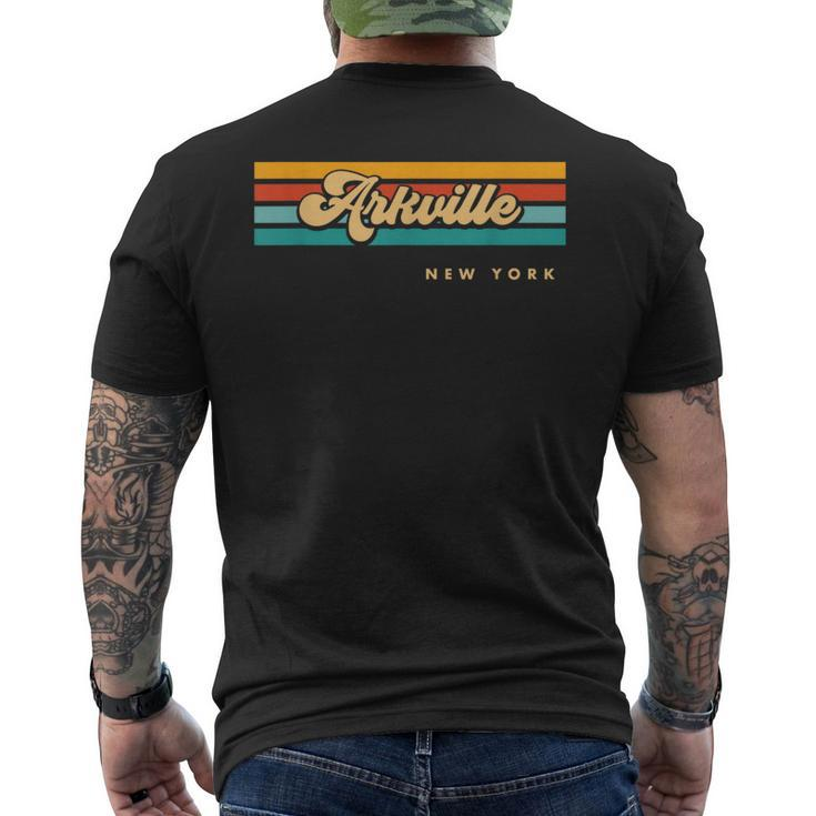 Vintage Sunset Stripes Arkville New York Men's T-shirt Back Print