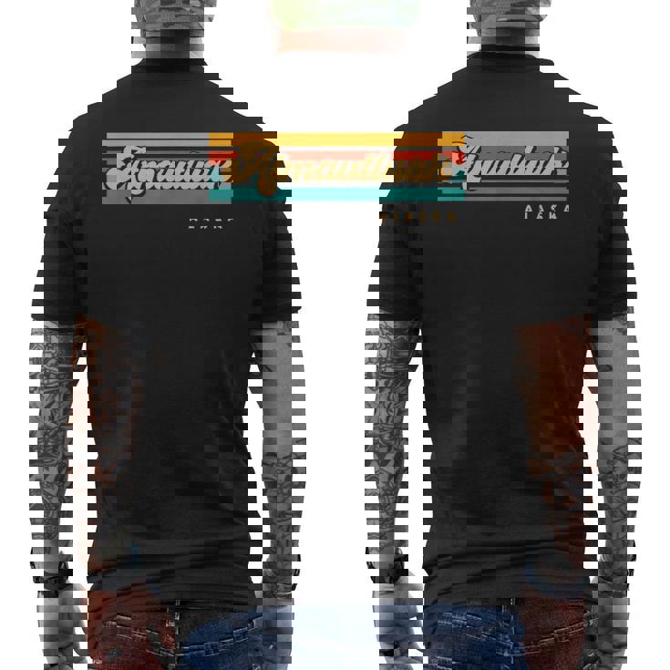 Vintage Sunset Stripes Atmautluak Alaska Men's T-shirt Back Print