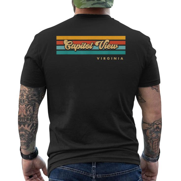 Vintage Sunset Stripes Capitol View Virginia Men's T-shirt Back Print