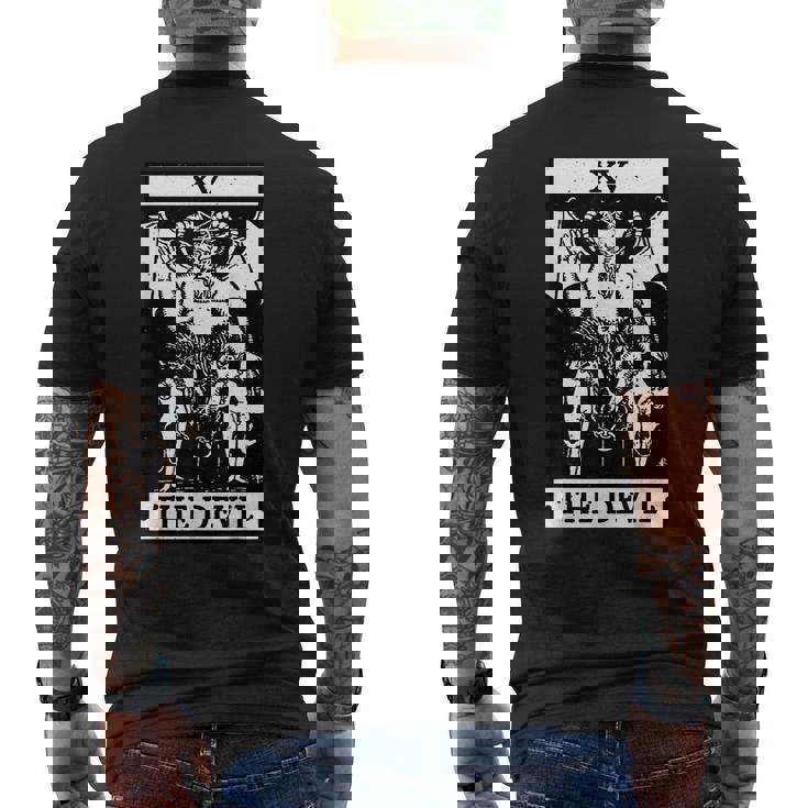 Vintage Tarot CardThe Devil Card Occult Tarot Mens Back Print T-shirt
