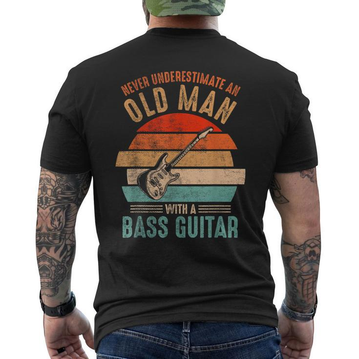 Vintage Never Underestimate An Old Man With A Bass Guitar Men's T-shirt Back Print