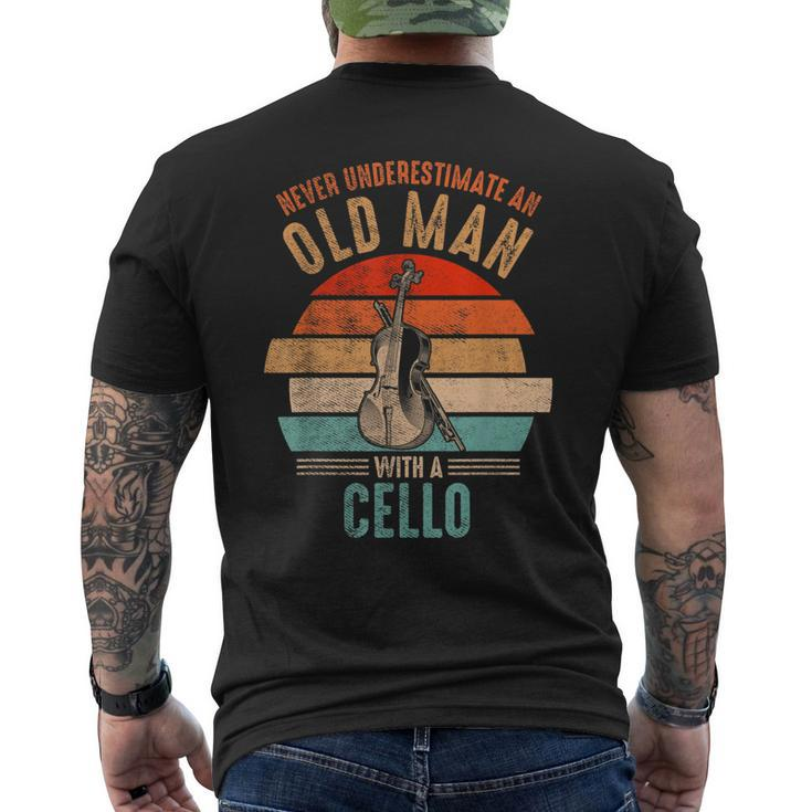 Vintage Never Underestimate An Old Man With A Cello Men's T-shirt Back Print