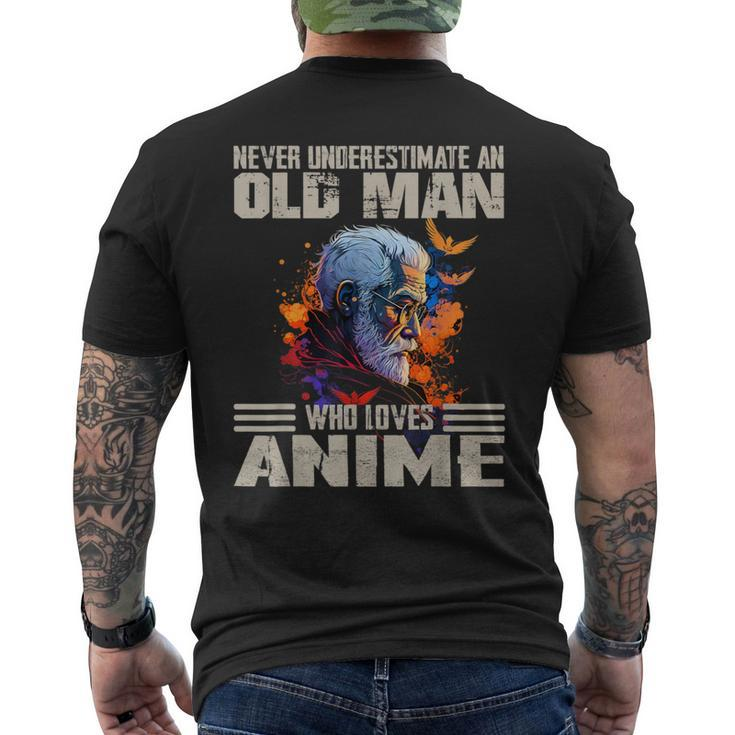 Vintage Never Underestimate An Old Man Who Loves Anime Cute Men's T-shirt Back Print