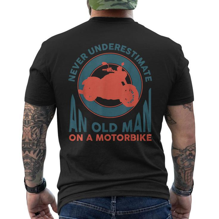 Vintage Never Underestimate An Old Man On A Motor Bike Men's T-shirt Back Print