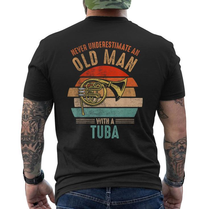 Vintage Never Underestimate An Old Man With A Tuba Men's T-shirt Back Print