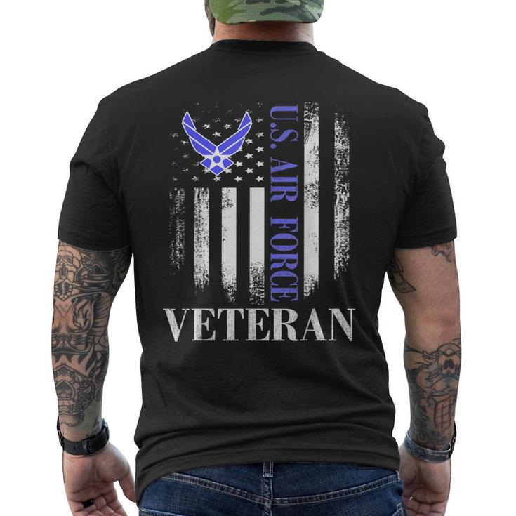Vintage Us Air Force Veteran With American Flag Men's Back Print T-shirt