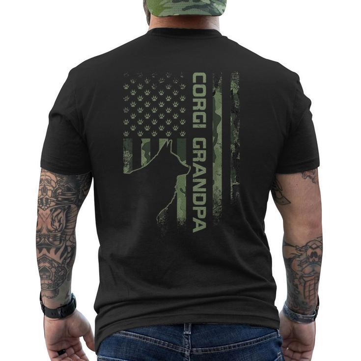 Vintage Us American Camo Flag Proud Corgi Grandpa Silhouette  Mens Back Print T-shirt