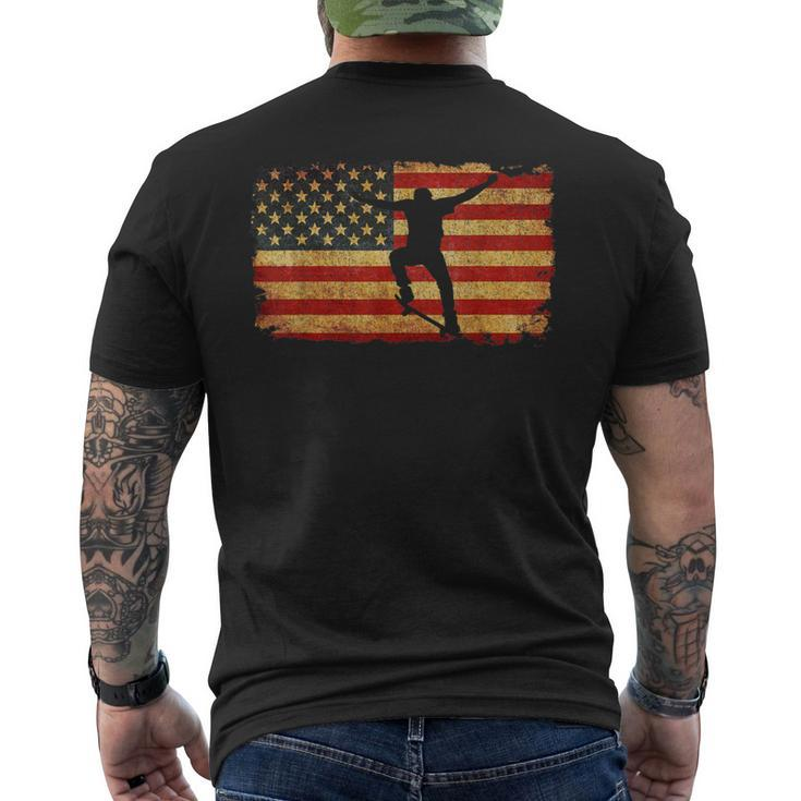 Vintage Us Flag SkateboardingRetro Skateboard Men's T-shirt Back Print