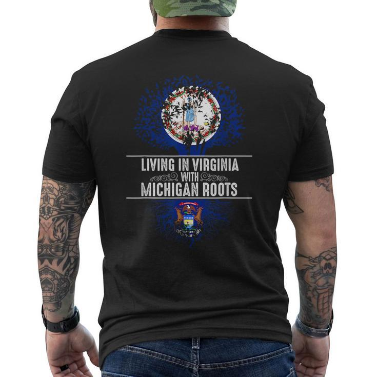 Virginia Home Michigan Roots State Tree Flag Love Gift  Mens Back Print T-shirt
