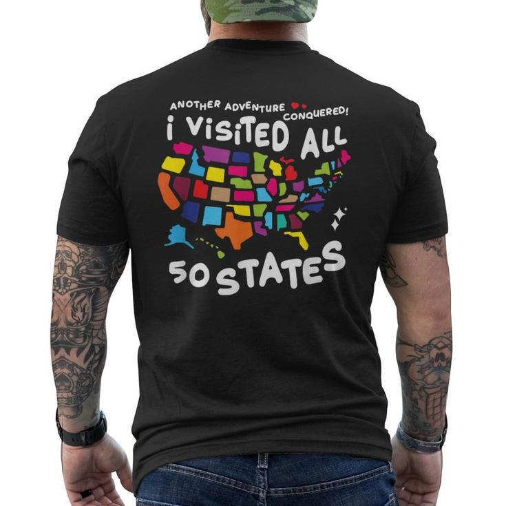 I Visited All 50 States Us Map Travel Challenge Men's T-shirt Back Print