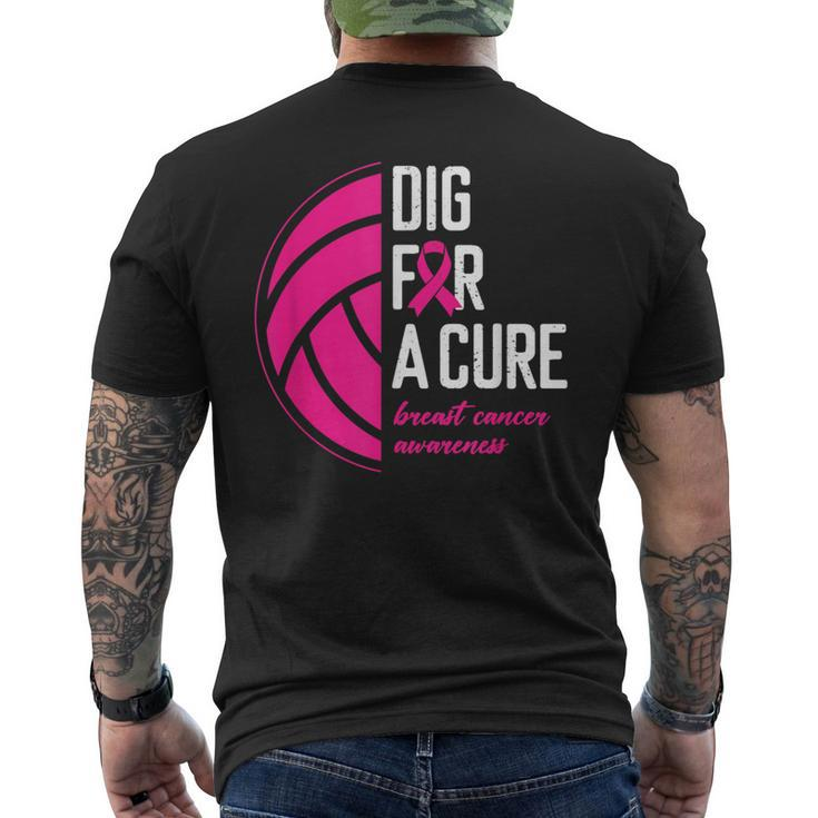 Volleyball Pink Out Dig For A Cure Breast Cancer Awareness Men's T-shirt Back Print