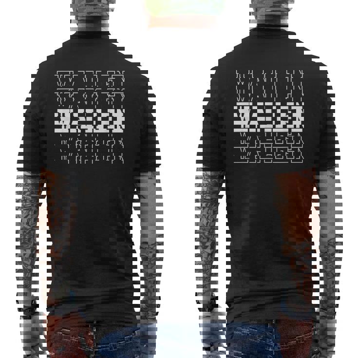 Wallen Family Member Last Name Wallen Funny Last Name Designs Funny Gifts Mens Back Print T-shirt