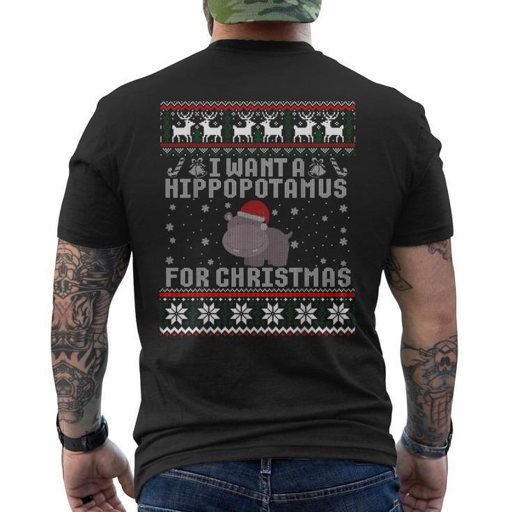 I Want A Hippopotamus For Christmas Hippo Ugly Sweater Men's T-shirt Back Print