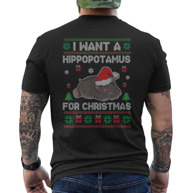 I Want A Hippopotamus For Christmas Ugly Xmas Sweater Hippo Men's T-shirt Back Print