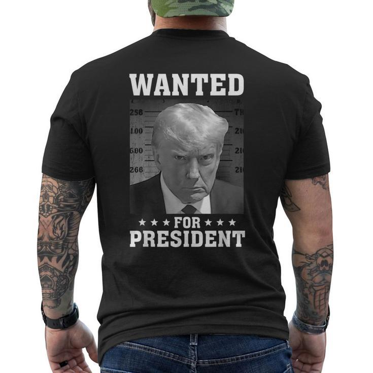 Wanted Donald Trump For President 2024 Usa Flag Vintage Men's T-shirt Back Print