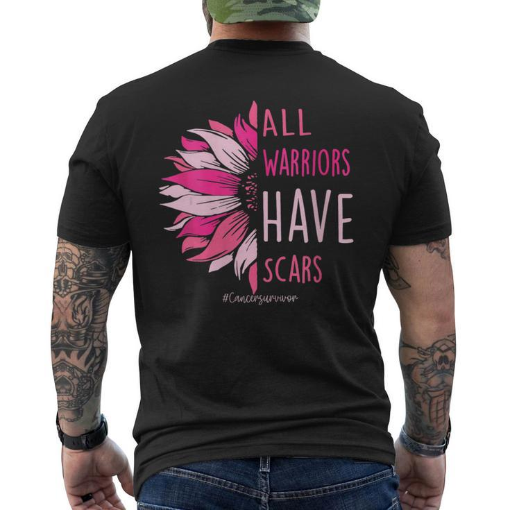 All Warriors Have Scars Pink Ribbon Breast Cancer Awareness Men's T-shirt Back Print