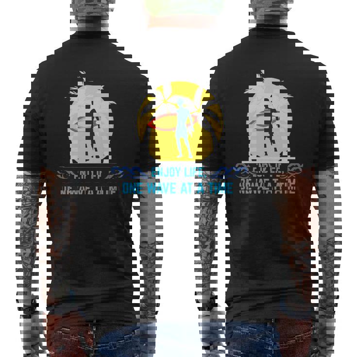 Wave Riding Windsurfer With Surfboard Men's T-shirt Back Print