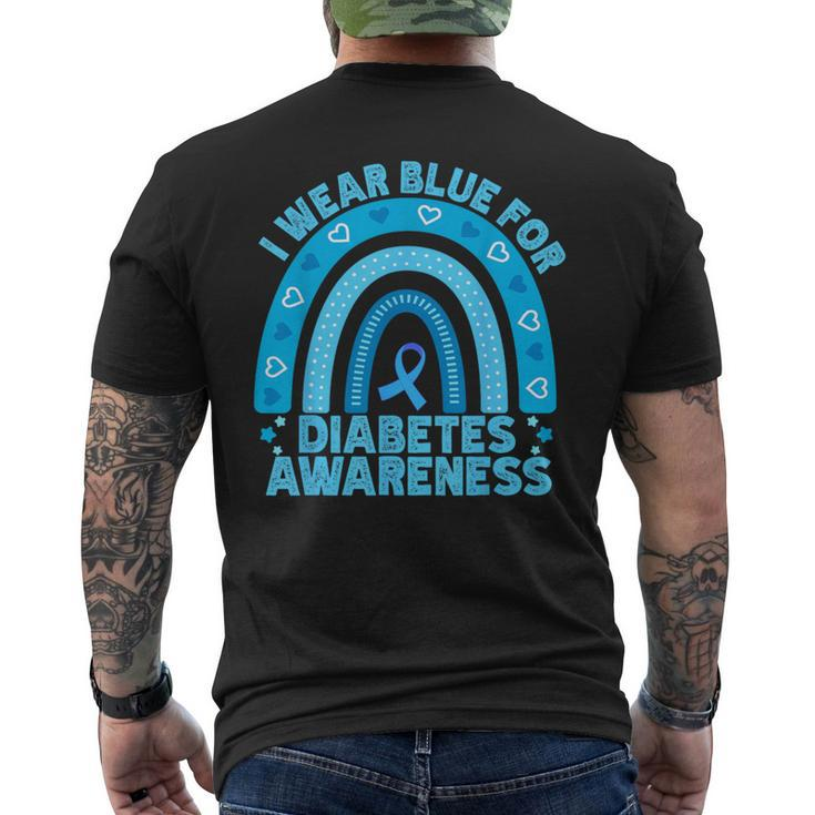 I Wear Blue For Diabetes Awareness Rainbow Diabetic Women Men's T-shirt Back Print