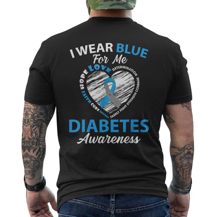 I Wear Blue For Me Type 1 Diabetes Awareness Month Warrior Men's T-shirt Back Print