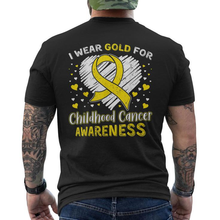 I Wear Gold For Childhood Golden Ribbon Cancer Awareness Men's T-shirt Back Print