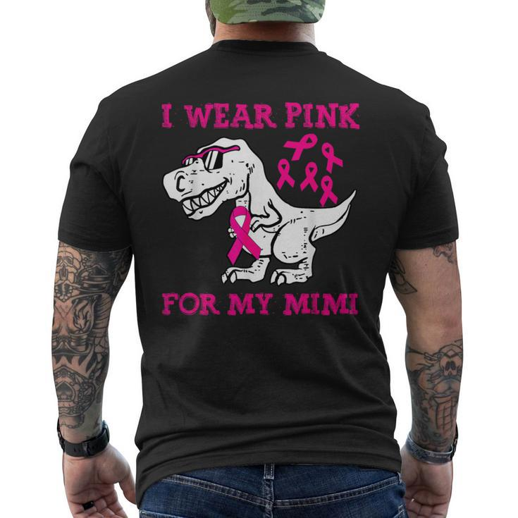 I Wear Pink For My Mimi Breast Cancer Awareness T Rex Dino Men's T-shirt Back Print