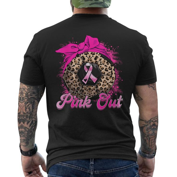 Wear Pink Out Soccer Ribbon Leopard Breast Cancer Awareness Men's T-shirt Back Print