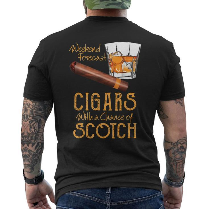 Weekend Forecast Cigars Chance Of Bourbon Fathers Day Gift  Cigars Funny Gifts Mens Back Print T-shirt