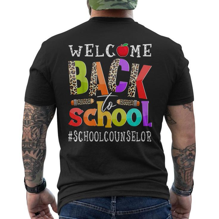 Welcome Back To School Counselor First Day Of School Leopard  Mens Back Print T-shirt