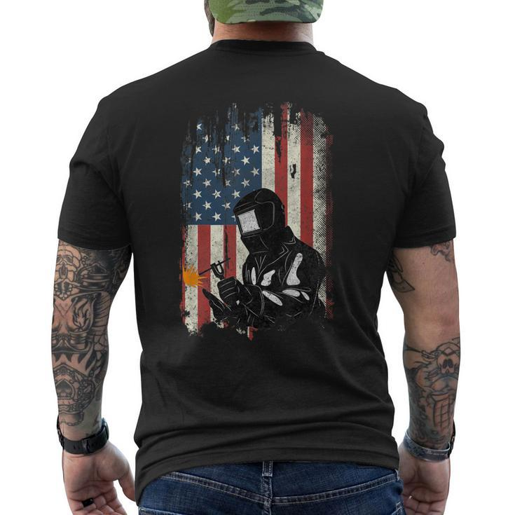 Welder American Flag Welding Usa Patriotic Father Men's Back Print T-shirt