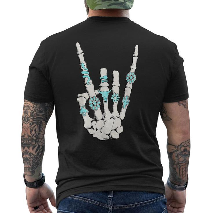 Western Rock On Skeleton American Rodeo Cowboy Men's T-shirt Back Print