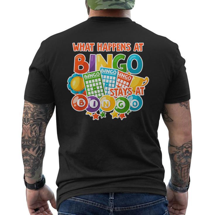 What Happens At Bingo Stays At Bingo Funny Bingo Colorful  Mens Back Print T-shirt