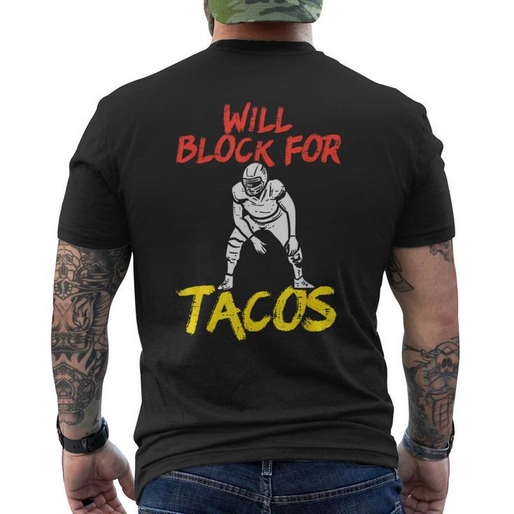 Will Block For Tacos American Football Funny Player Lineman  Mens Back Print T-shirt