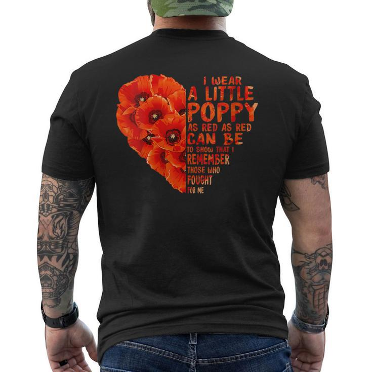 Womens Veteran Day Lest We Forget Red Poppy Flower Usa Memorial Day  Mens Back Print T-shirt