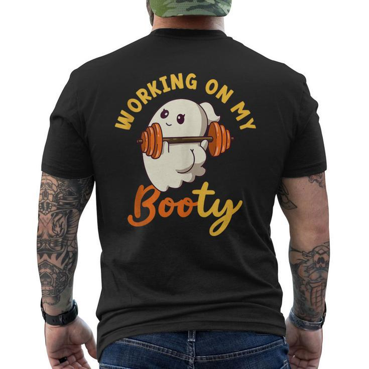Working On My Booty Boo-Ty Halloween Gym Ghost Pun Men's T-shirt Back Print