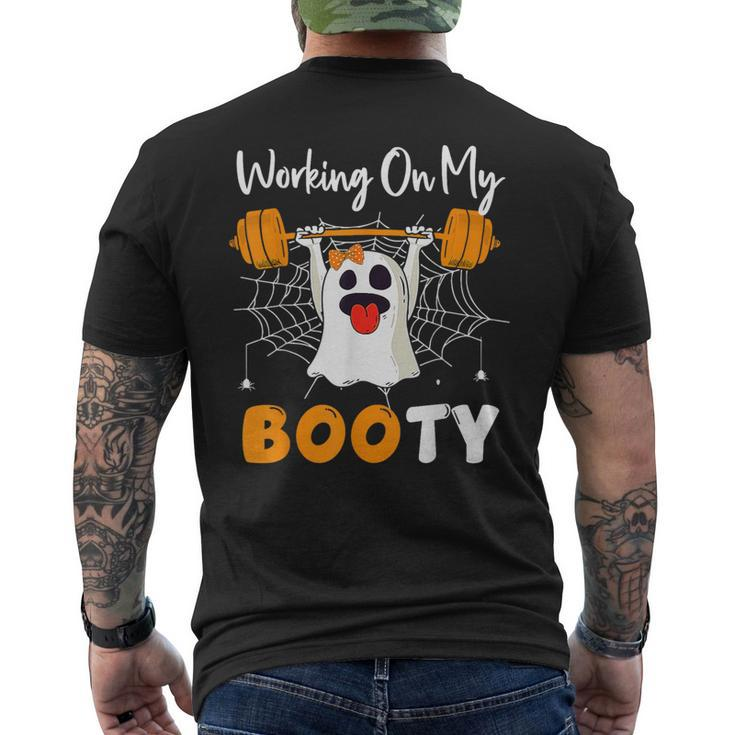 Working On My Booty Ghost Boo Gym Spooky Halloween Men's T-shirt Back Print
