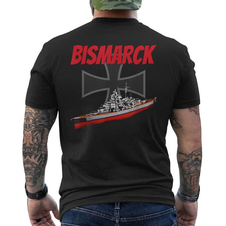 World War 2 German Bismarck Ship Model Ww2 Battleship Boys Men's T-shirt Back Print