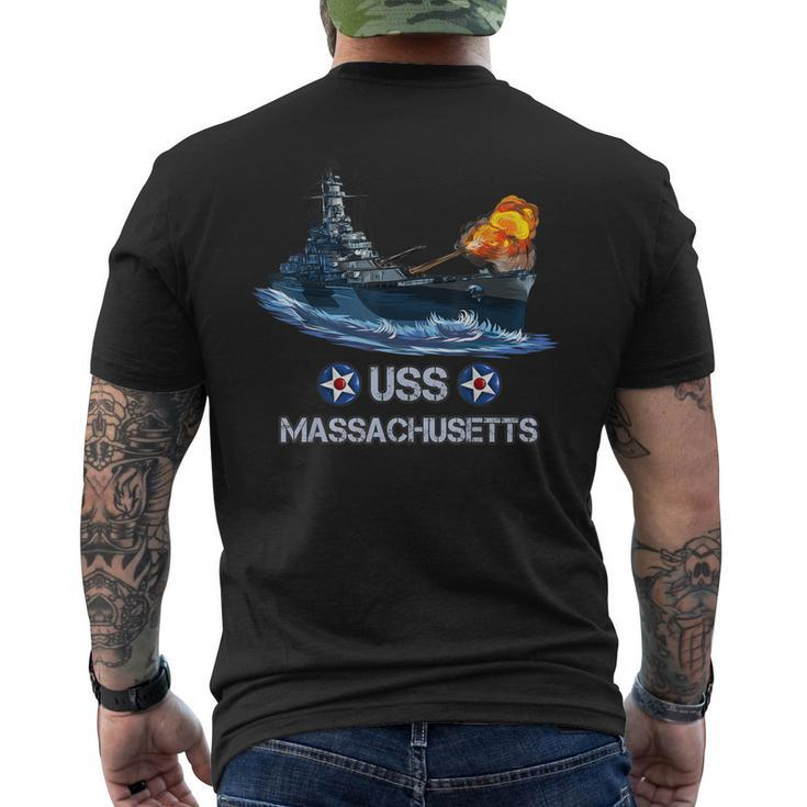 World War 2 United States Navy Uss Massachusetts Battleship Men's Back Print T-shirt