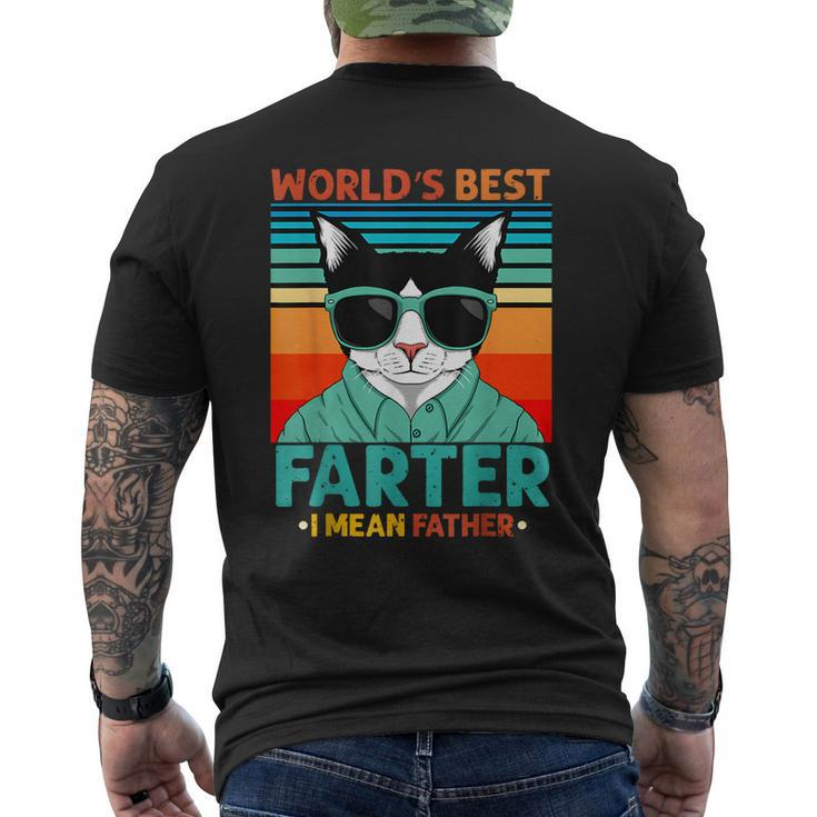 Worlds Best Farter I Mean Father  Best Cat Dad Ever  Mens Back Print T-shirt