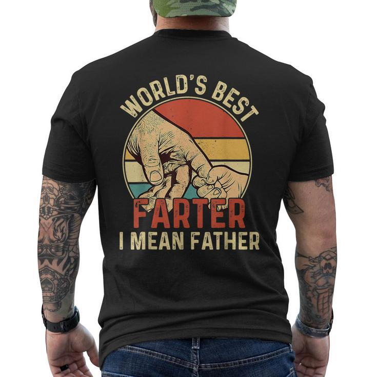 Worlds Best Farter I Mean Father Hand Vintage Fathers Day  Mens Back Print T-shirt