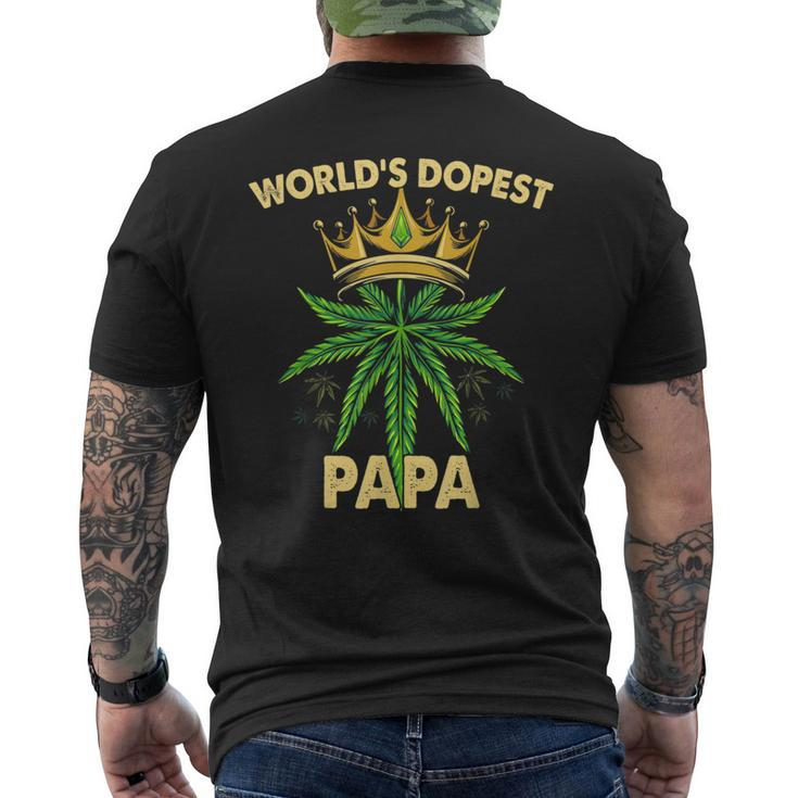 Worlds Dopest Papa Cannabis 420 Fathers Day Weed Dad  Mens Back Print T-shirt