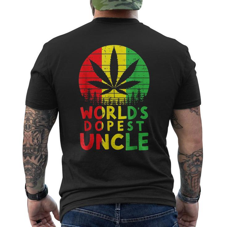 Worlds Dopest Uncle Rasta Jamaican Weed Cannabis 420 Stoner  Mens Back Print T-shirt