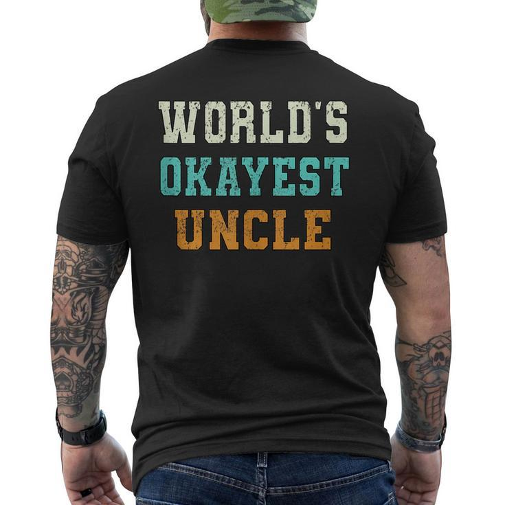 Worlds Okayest Uncle Funny Joke Distressed Mens Back Print T-shirt