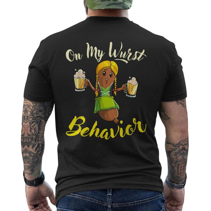 On My Wurst Behavior Bratwurst German Oktoberfest Men's T-shirt Back Print