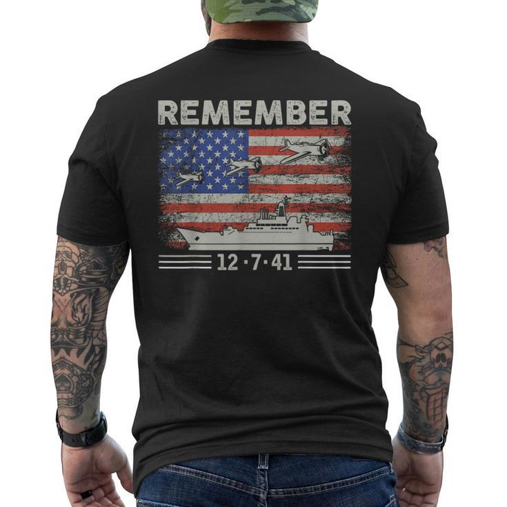 Wwii Remember Pearl Harbor Memorial Day December 7Th 1941 Men's T-shirt Back Print