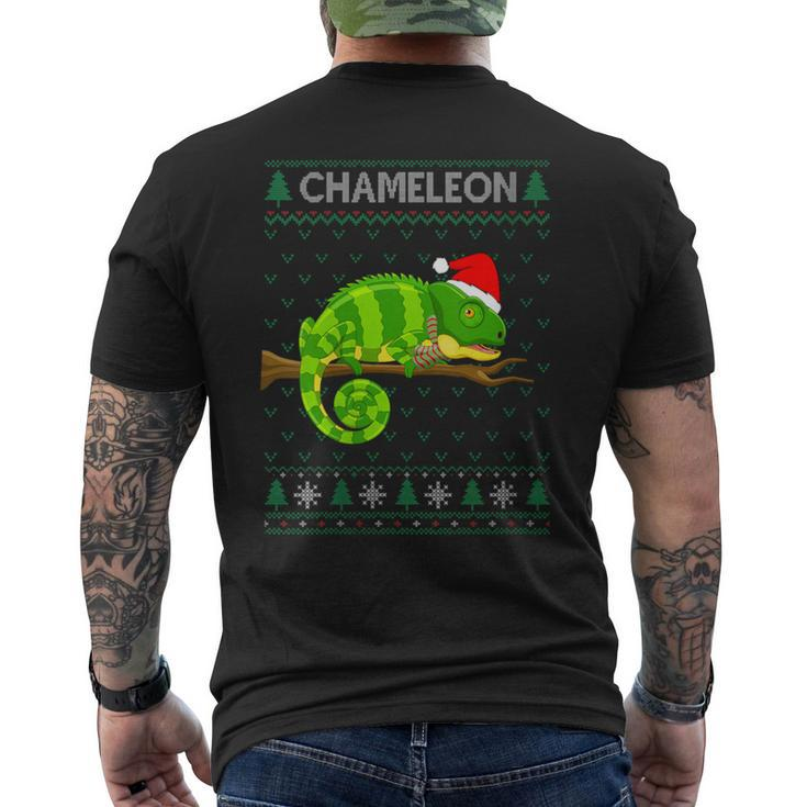 Xmas Chameleon  Ugly Christmas Sweater Party Men's T-shirt Back Print