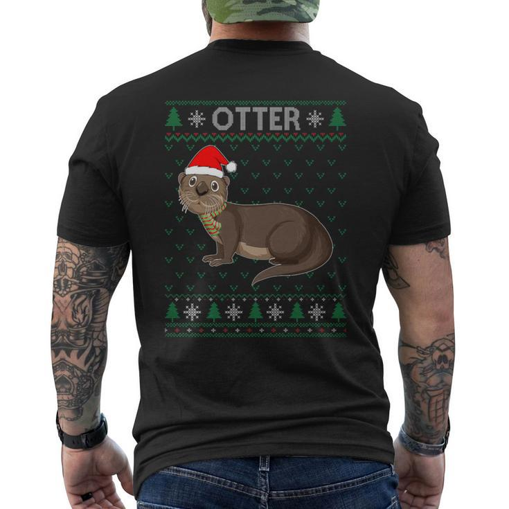 Xmas Otter Ugly Christmas Sweater Party Men's T-shirt Back Print
