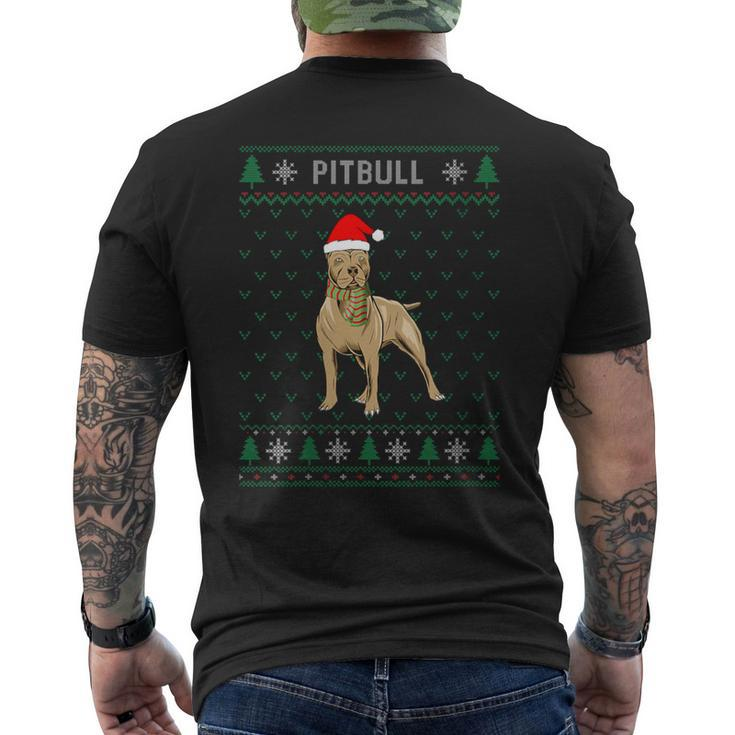 Xmas Pitbull Dog  Ugly Christmas Sweater Party Men's T-shirt Back Print